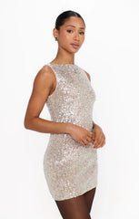 Tori Mini Dress ~ Platinum Sequins