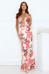 Rustic Radiance Sequin Halter Maxi Dress Floral