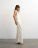 Topshop crepe sleeveless twist side maxi dress in ecru