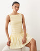 Abercrombie & Fitch slash neck smocked skort mini dress in butter yellow