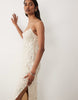 Miss Selfridge pearl and sequin embellished midi dress in ivory