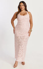 Benny Maxi Dress - Halter Neck Backless Bodycon Dress in Pink