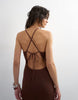 Topshop knit strap back full skirt maxi dress in chocolate