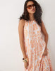 YAS sleeveless tiered hem smock maxi dress in orange tile print