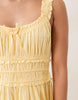 Nobody's Child Ariel ruched bodice ruffle trim cotton midi dress in butter yellow