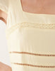 Nobody's Child Jessy linen blend square neck cap sleeve broderie detail midi dress in yellow