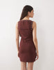 sleeveless mini dress with stud details in chocolate
