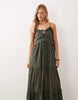 Iisla & Bird ruffled beach maxi dress in olive