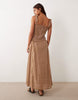 Esmée tie strap beach maxi dress in pink & green gingham