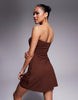 bandeau mini swing dress in brown