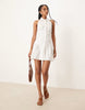 sleeveless mini shirt dress in white