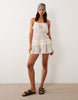 Miss Selfridge lace shirred strapless beach mini dress in cream