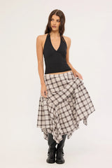 Luck & Trouble Vintage Check Midi Skirt Check Print