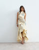 ARRANGE drop waist floral embroidered maxi dress in buttermilk