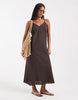 Vero Moda Petite linen look cami strap midi dress in chocolate