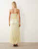 Pieces bandeau maxi satin dress in pale banana