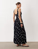 crinkle button up midi dress in mono ditsy floral print