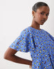 smock T-shirt mini dress in blue ditsy print