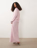 slash neck long sleeve maxi dress in soft pink