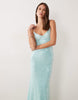 Wanderdoll Rhea sequin cami cup detail maxi dress in turquoise