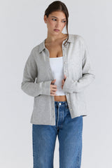 grey cashmere + merino wool knit shirt