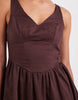 waisted V-neck maxi dress with seaming details in chocolate