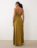Brave Soul textured jersey dress with shirred bodice in olive