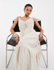 Vero Moda tie shoulder cami tiered midi dress in oatmeal