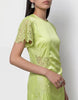 Noisy May satin maxi dress with lace details in green
