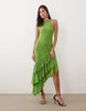ruffle hem cami maxi dress in green