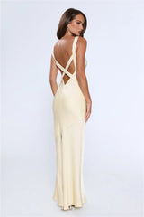 Life’s A Movie Satin Maxi Dress Yellow
