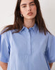 relaxed short sleeve poplin mini dress in dusky blue