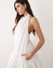 ARRANGE halter neck bubble hem mini dress in white