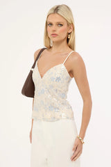 Luck & Trouble Mila Sequin Cami Top Cream