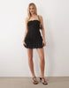 Aria Cove chiffon trim ruffle drop waist tie detail mini dress in black