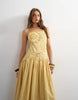 Topshop premium embroidered dropped waist maxi sundress in ochre