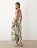 crinkle cami halter midi dress in shell print