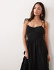 Petite Faith beach shirred maxi dress in black