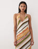 tie back halter midi dress in stripe