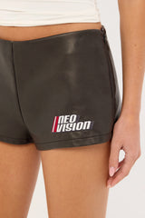 Neovision Rogue Washed PU Lace up Back Shorts Washed Black