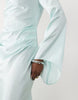 Daska satin ruched high cowl neck maxi dress in ice blue