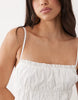 Kaiia exclusive cotton shirred bust detail midi dress in white