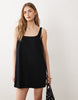 scoop neck shift mini dress in black