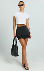 Ava Mini Skirt - Lace Trim Skirt in Black