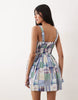 Abercrombie & Fitch v neck smocked mini dress skort in patchwork print