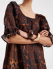 frill sleeve trapeze dress in leopard print