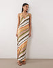tie back halter midi dress in stripe