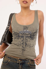 Neovision Fallen Cross Singlet Tank Top Khaki Green