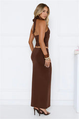 Not Your Business Halter Top Brown