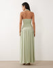 soft touch maxi with ruched halter neck in sage green